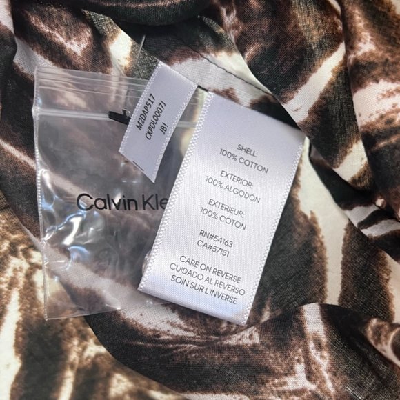 Women's‎ NWT Calvin Klein Animal Print Puff Sleeve Blouse Size Large - Picture 4 of 7